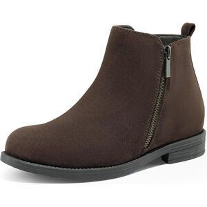 Women's Ankle Brown Boots Short Flat Low Heel Dress Chelsea Casual Classic